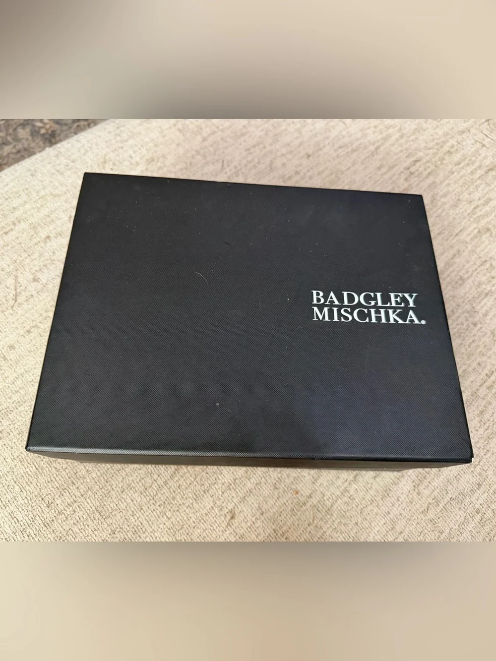 Badgley Mischka Ivory Satin Rhinestone Leaf Ribbon Ankle Tie Block Heels 7